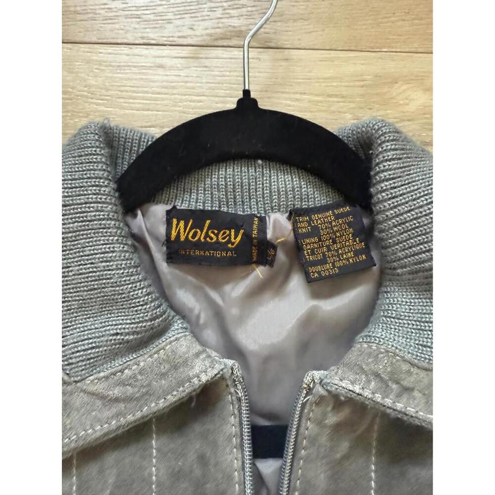 Wolsey International Vintage Suede and Wool Sweater Zip Up Men's L - Picture 2 of 6